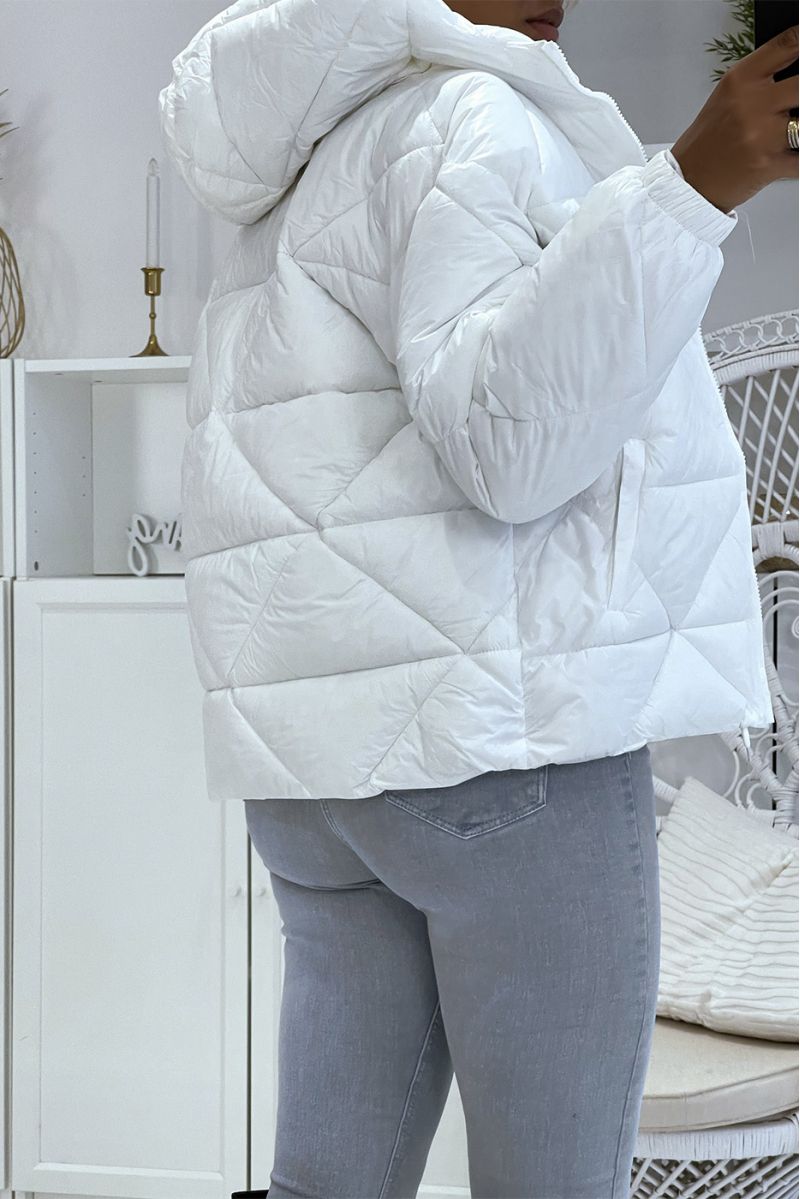 Puffer Jacket with Triangular Quilted Hood - Lightweight & Warm