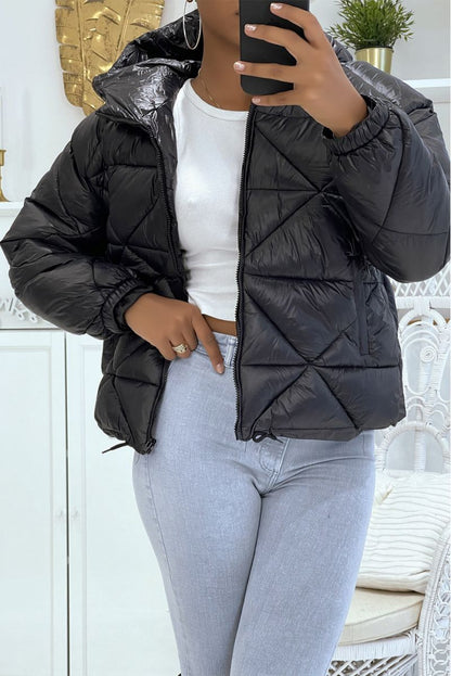 Puffer Jacket with Triangular Quilted Hood - Lightweight & Warm