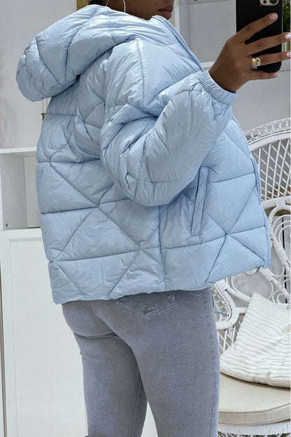 Puffer Jacket with Triangular Quilted Hood - Lightweight & Warm